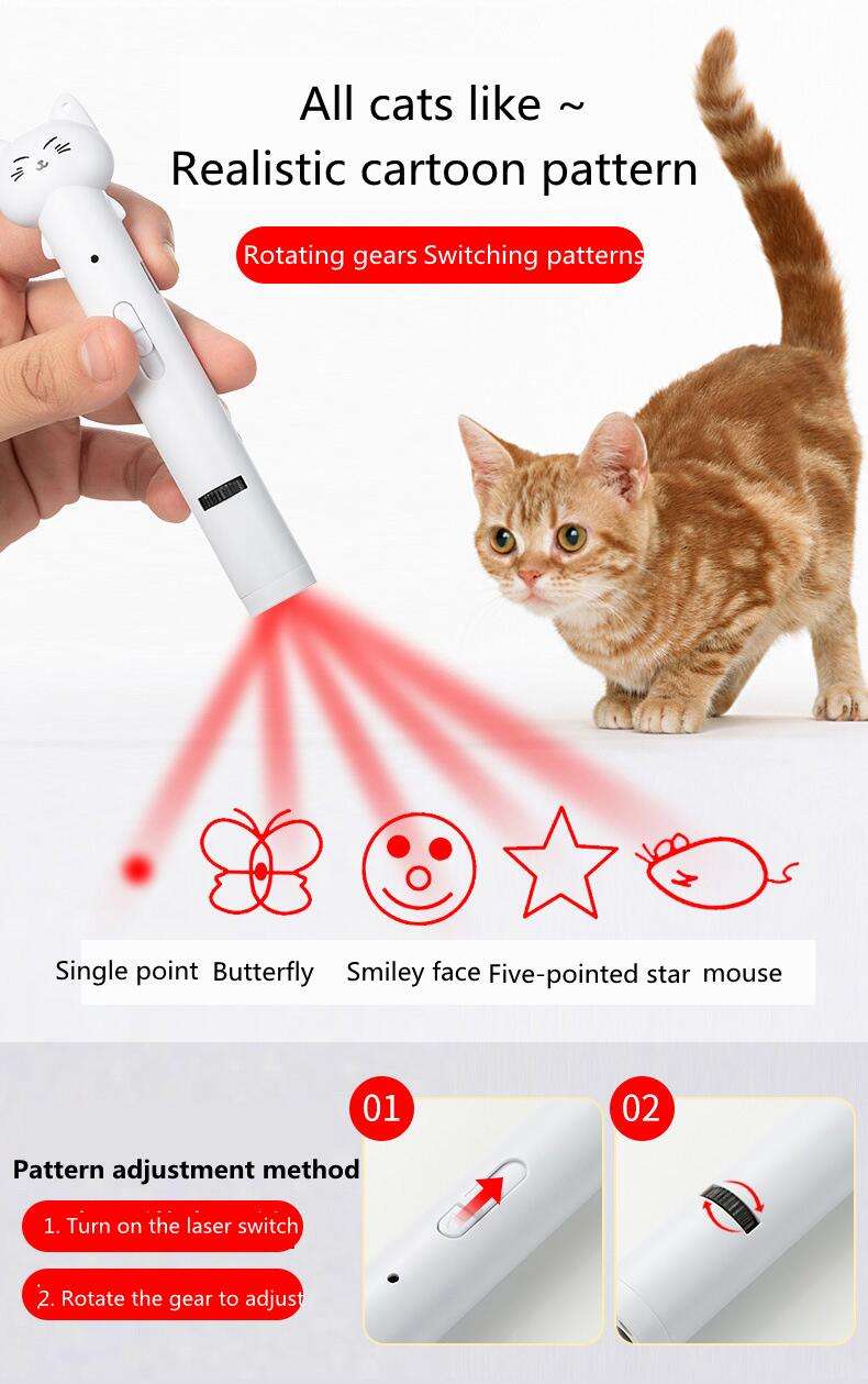 USB Charging Laser Teasing Cat Stick Infrared Laser Light Pattern Projection Cat Toys Pet Supplies Teasing Cat Pen