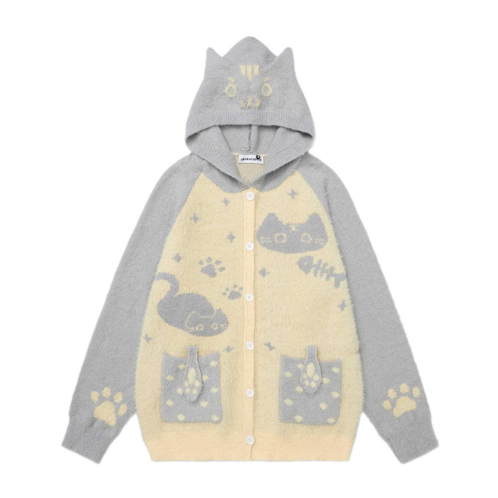 Cat Jacquard Cat Ear Sweater