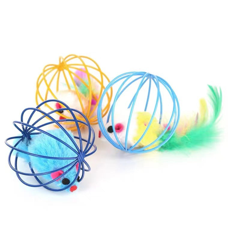Feather Cage Mouse Toy