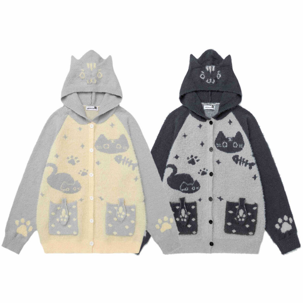 Cat Jacquard Cat Ear Sweater