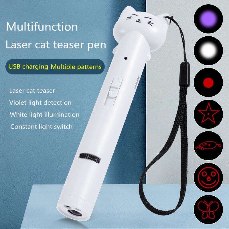 USB Charging Laser Teasing Cat Stick Infrared Laser Light Pattern Projection Cat Toys Pet Supplies Teasing Cat Pen