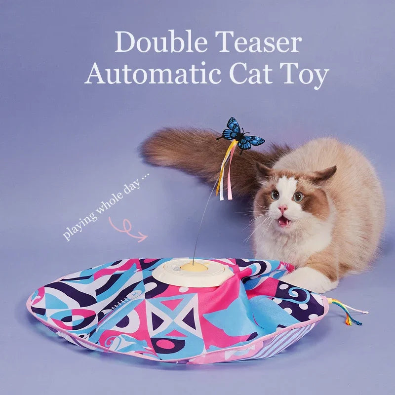 Fluttering Butterfly Cat Toys Interactive Cat Sticks Pet Kitten Can't Resist Mystery Motion Concealed Game Toy Automatic Teasing