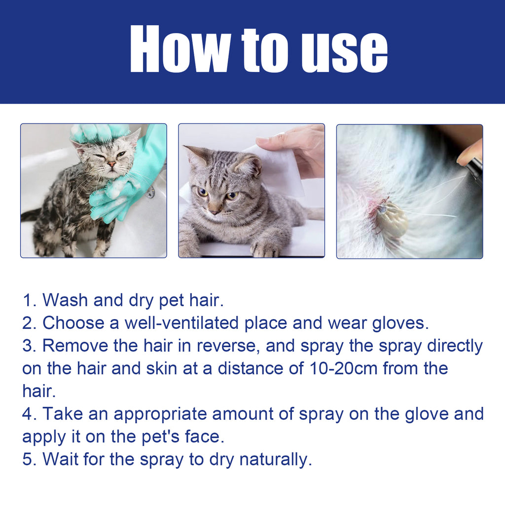 Pet Flea Spray, Cat And Dog Pet Skin Cleansing External Lice Tick Anti-Itch Spray