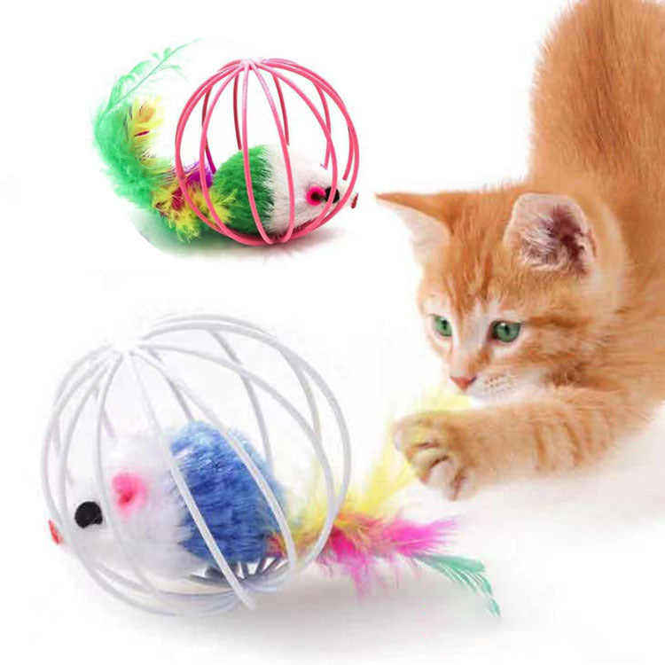 Feather Cage Mouse Toy