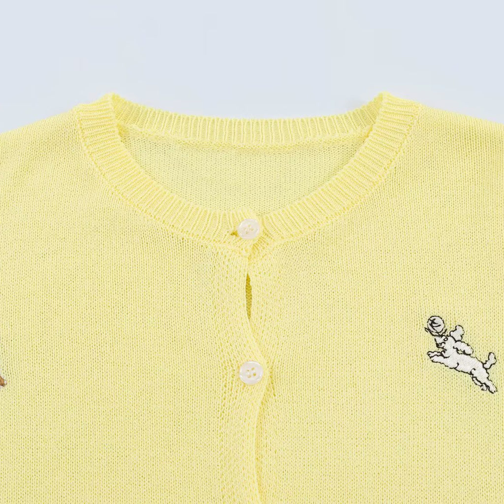 Women's Knit Cardigan with Cute Pet Embroidery