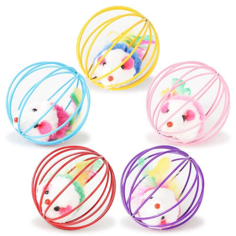 Feather Cage Mouse Toy