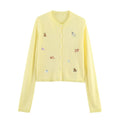 Women's Knit Cardigan with Cute Pet Embroidery